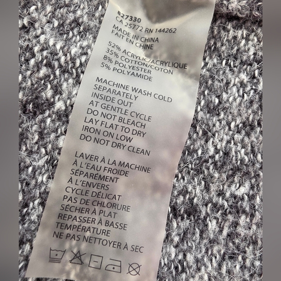 Black Tape M Lace-Up Back Cardigan Sweater Black Gray 1748-AX - Picture 8 of 13